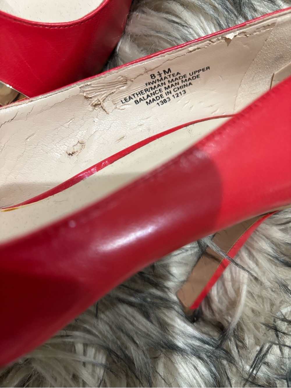 Nine West Red Pointed Toe Pumps with Gold Band - Picture 4 of 6
